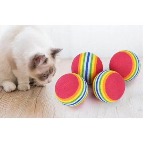 Cat Scratch EVA Rainbow Ball Toys Colorful Interactive Smart Kitten Training Pet Play Chew Rattle Balls Funny Toy Cats Stripe