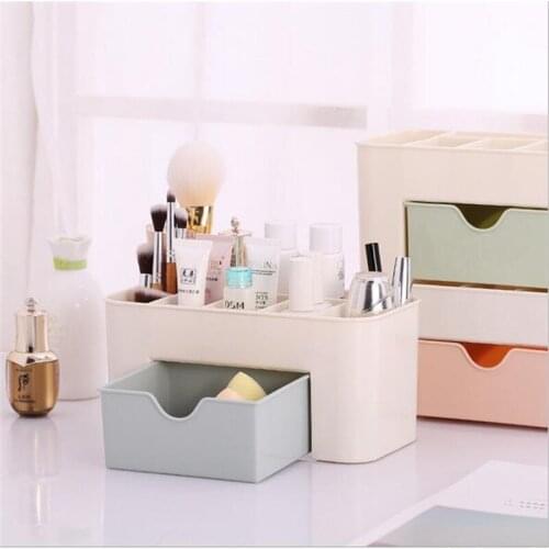 Cosmetic Storage Box Organizer Multi-functional Jewelry Box Plastic With Small Drawer Desk Storage Container