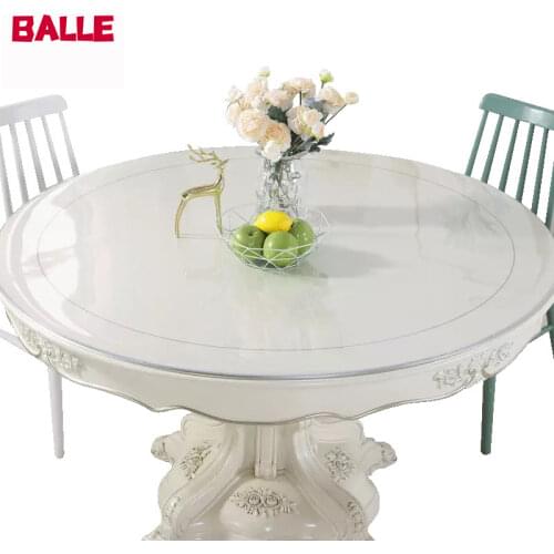 BALLE PVC Round Transparent Table Cover Dinning Waterproof Tablecloth Round Desk Pad Soft Glass Heavy Duty Plastic Clear Mat