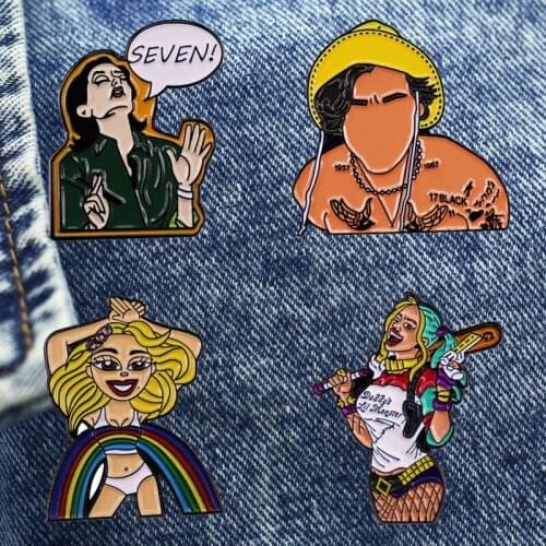 Cute Motion Girl Cartoon Brooch Metal Enamel Lapel Badge Collect Denim Jacket Backpack Pin Decoration Children Fashion Gifts