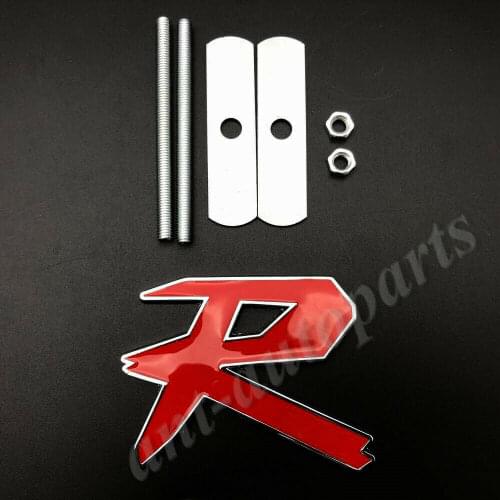 Metal Red R Racing Car Front Grille Emblem Badge Decal Sticker Type Sport