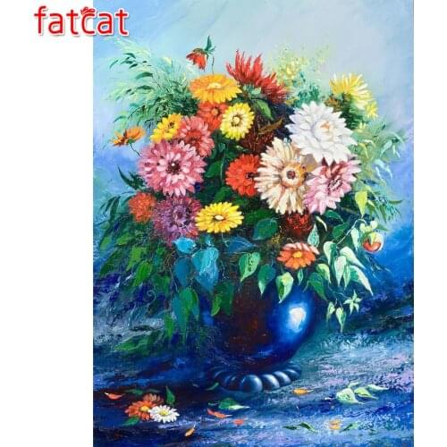 FATCAT 5D DIY Diamond Painting Still life flower vase Full Diamond Embroidery Sale Square Round Drill Mosaic Needlework AE1399