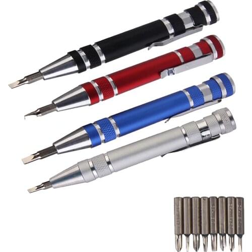 Multifunction 8 in 1 Mini Aluminum Precision Pen Screw Driver Screwdriver Set Repair Tools Kit for Cell Phone Hand tool Set