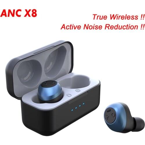 ANC X8 TWS Active Noise Reduction Headphones Bluetooth 5.0 Earphone ANC Wireless Headset Built-in Mic with 550mAh Charging Box