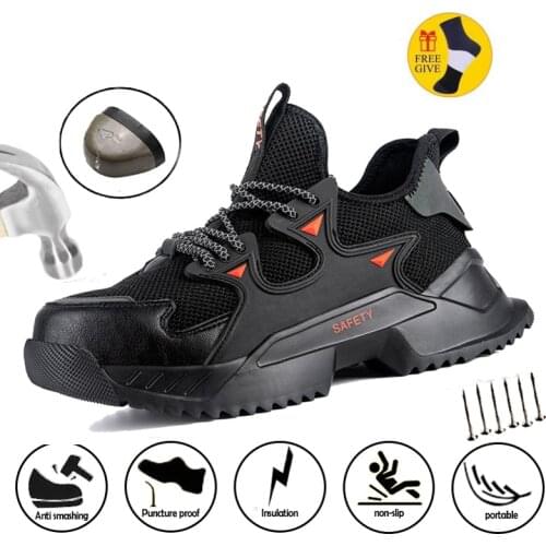 Indestructible Satin Shoes for Men Steel Work Safety Boots Non-slip Breathable Stab Proof Lightweight Comfortable Work Shoes