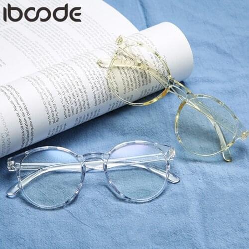 Iboode Women Men Anti Blue Light Round Glasses Optical Spectacle Eyeglasses Transparent Computer Goggle Unisex Eyewear Mirror