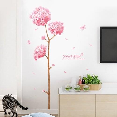 Modern Wall Stickers Flowers for Kids Rooms Bedroom Living Room Decoration Aesthetics Warm Posters Home Decals Murals
