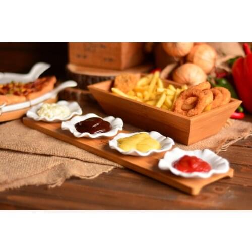 Rotondo 5 Pcs Sauce Bowl | Bamboo and Porcelain | Home--Bowl | Made in Turkey | free Shipping
