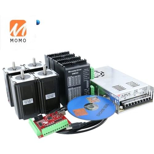 Stepper motor 4 pcs DM542 driver+ 4 pcs 23 100MM 2.5Nm motor+1 set 1 pcs 350W 36V power supply for CNC