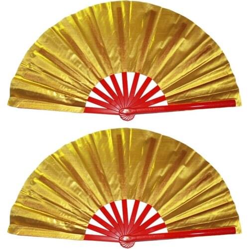 Tai chi/martial arts/kung fu performance mulan fan Magnolia double-sided golden color taiji exercise fan