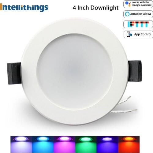 WIFI RGBCW Smart Downlight 4 Inch 14W Work with Echo Google Home Round Recessed LED Lamp Kitchen Restaurant Indoor