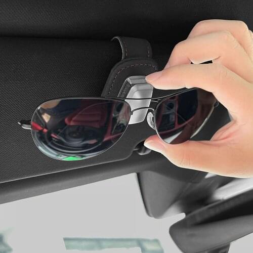 Universal SunVisor Glasses Card Holder Case For Volvo Tesla Suzuki Skoda VW Smart Seat Subaru Ssangyong Vauxhall Car Accessories