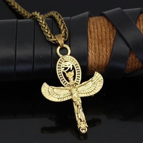 Vintage Egyptian Eye of Horus Necklace Anka Cross Pendant God Anhur Men Jewelry Gift for Party Brithday