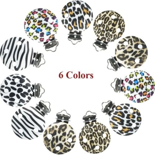 2 PCS 35mm Round Leopard Pacifier Clip Silicone Bead Baby Teether teething Accessories Clip Nipple Clasps Toy DIY Bead Tool