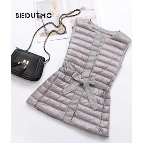 SEDUTMO Winter Ultra Light Women Down Vest Jackets Spring Short Duck Down Coat Sleeveless Slim Black Waistcoat ED618