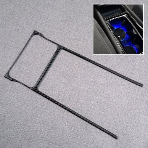 1Pc Console Water Cup Holder Panel Trim Cover Sticker Black Carbon Fiber Fit For Honda Civic 8th 2006 2007 2008 2009 2010 2011