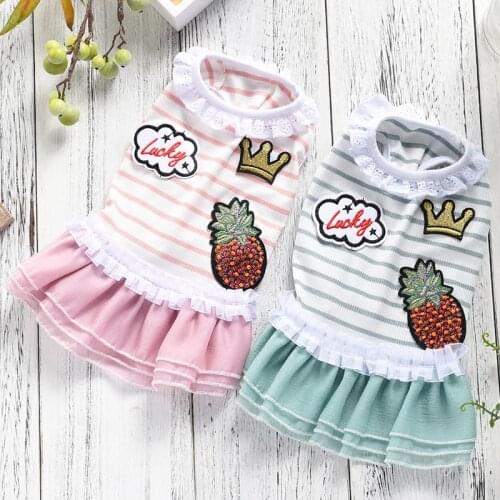 10pcs Summer Pet Clothes for Small Dogs Dress Cotton Stripes Wedding Tutu Dress Chihuahua Puppy Clothes