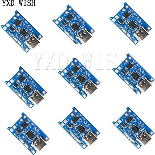 10PCS Type-C USB 5V 1A 18650 TP4056 Lithium Battery Charger Module Charging Board With Protection Dual Functions 1A Li-ion