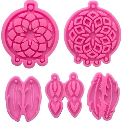 5 Pcs Dream Catcher Feather Keychain Epoxy Resin Mold Car Pendant Decoration Silicone Mould DIY Crafts Jewelry Mold