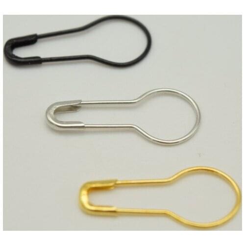 500 pcs black gold silver colors Pear Shaped Iron metal safety pins length (20mm)