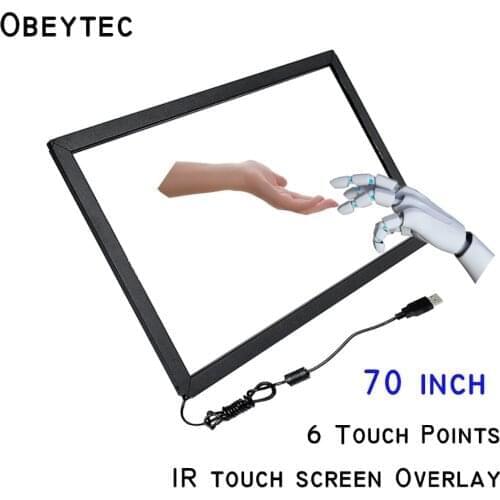 Obeytec 70-inch IR Overlay, 6 touch points touch frame, USB Port, Dust Proof, Working under lights