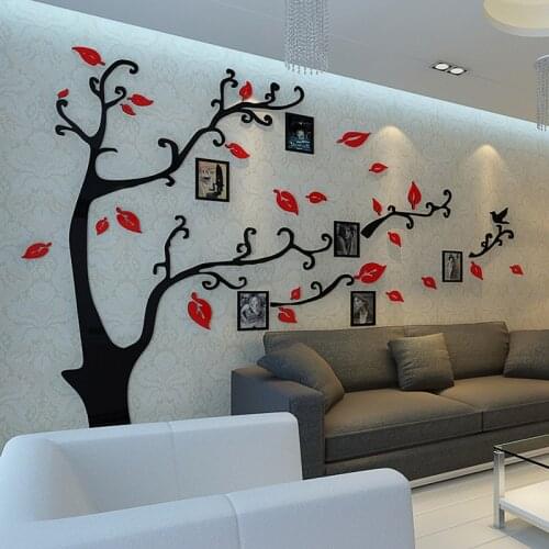 Acrylic Family Photo Frame Tree bird Three-dimensional wall stickers Living Room TV wall sofa background decor 3D wall sticker