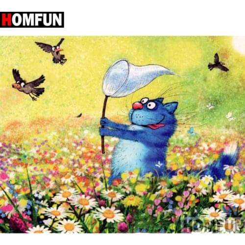 HOMFUN Full Square/Round Drill 5D DIY Diamond Painting "Cartoon cat" Embroidery Cross Stitch 5D Home Decor A18298