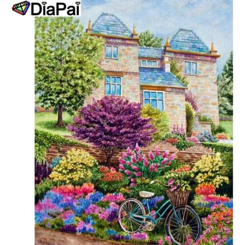 DIAPAI 5D DIY Diamond Painting 100% Full Square/Round Drill "Flower bicycle" Diamond Embroidery Cross Stitch 3D Decor A23392