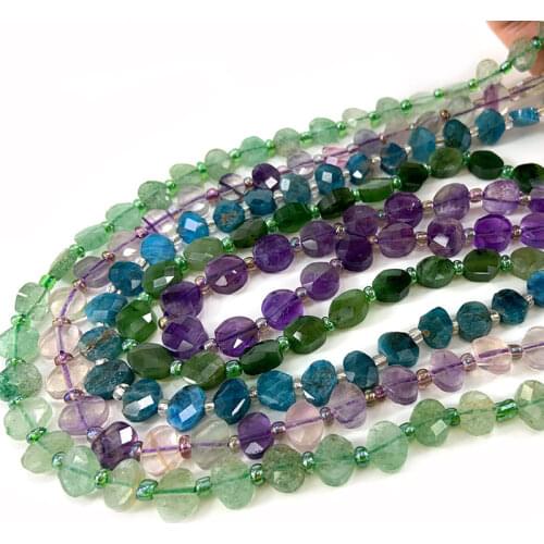 Natural Cherry Quartz Fluorite Stone Beads 15'' Faceted Oval Square DIY Loose Beads For Jewelry Making Women Necklace Bracelet