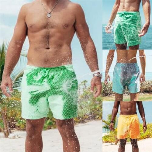 2020 Quick Dry Magical Change Color Beach Shorts Summer Men Swim Trunks Swimwear Swimsuit Portable Fashion Bathing Shorts