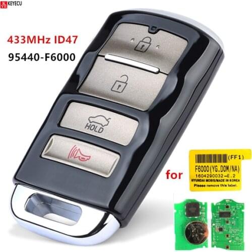 Keyecu TQ8-FOB-4F10 Original Proximity Keyless Smart Remote Car Key Fob 433MHz For 2017 2018 2019 KIA Cadenza 95440-F6000 95440F