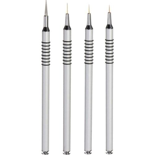 Nail Art Brush Acrylic Paint Set Kit Gel Brush DIY Flower Drawing Silver and Handle Brush for Manicure