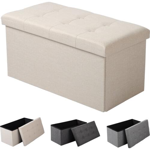 Functional Storage Foot Stool Ottoman Bench Folding Chest Storage Cube Colorful Storage Box Upholstered Seat Removable Lid