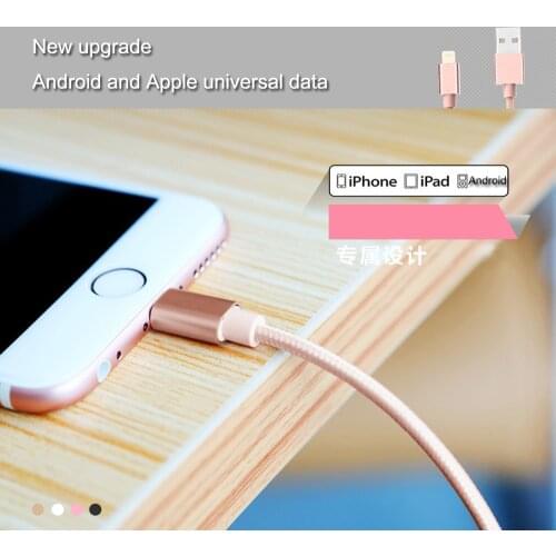2A fast charge one dual purpose nylon braided data cable for Android and Apple phones