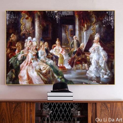 Classical court figures royal palace music playing oil painting canvas printings printed on canvas wall art decoration picture