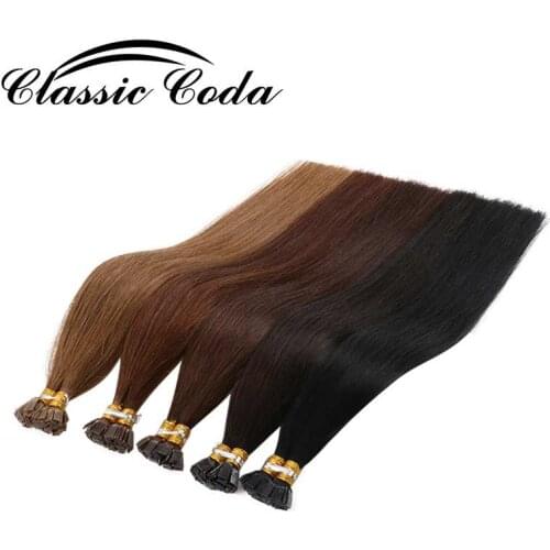 Classic Coda 50pcs 40g 0.8g/pc 16" 18" 100% Remy Human Pre Bonded Flat Tip Hair Extension Straight Capsules Keratin Fusion Hair