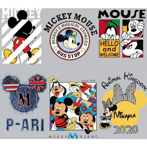 Lovely Mickey Minnie Childrens clothing Ladies clothing Heat transfer stickers Heat transfer DIY clothes canvas bag Decal patch