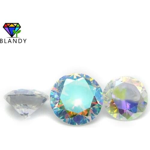 1.0~10mm AB Colors Cubic Zirconia Stone Round Cut Mix-Color Loose CZ Stone Synthetic Gems For DIY Jewelry