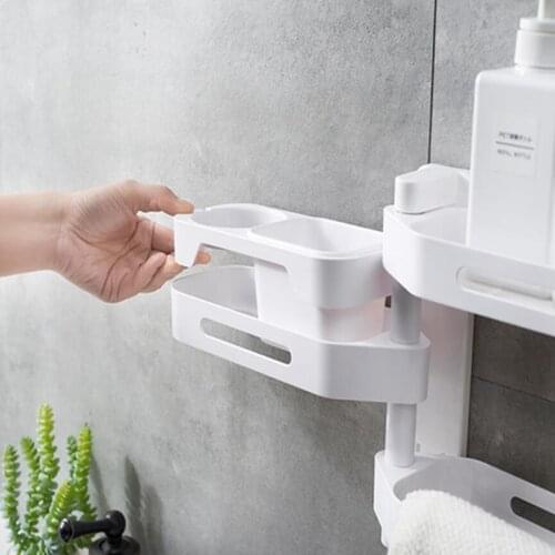 2021 Hot Sale New multi-function Bathroom Strong Suction Cup Rack Bathroom Corner Storage Rack Kitchen Storage Rack