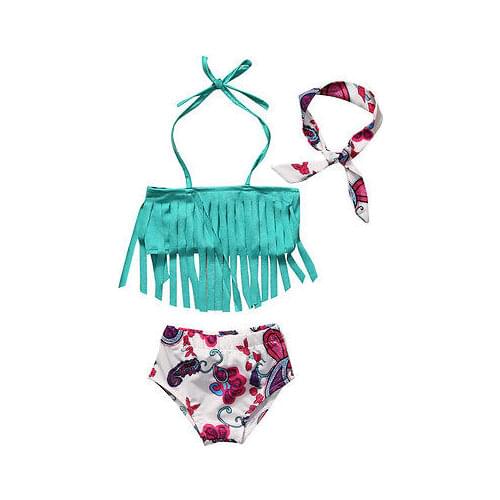 Hot Summer Toddler Kids Baby Girls Tankini Bikini Tassels Swimwear Swimsuit Bathing Suit Beachwear