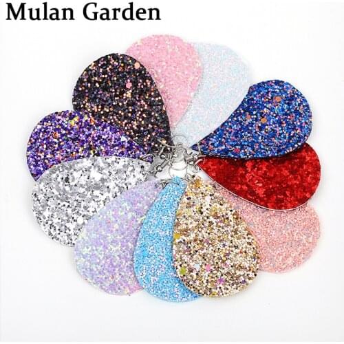 M&G 12 Patterns New Fashion Glitter Water Drop Earrings Personality Fashion PU Leather Earrings Simple Women Accessories Gift