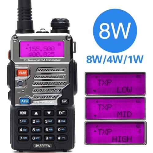 BaoFeng UV-5RE 8W Powerful Walkie Talkie 10km Dual Band UV5RE 2 way Radio VOX Flashlight Long Range Portable Hunting Ham Radio