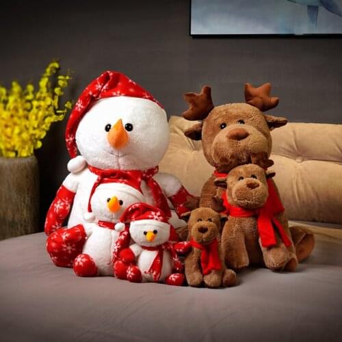 Cartoon Christmas Snowman Elk Plush Doll Kawaii Plush Christmas Plush Toys Kids Children Christmas Gift Room Decoration