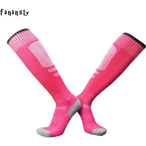 Men Soccer Socks Women Cheap Sports Socks Soccer Stocking Running Breathable Cotton Knee-High Football Socks Sock Pair White Red