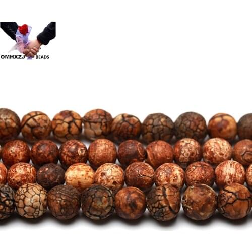 OMH JD29 6 8 10 12mm Natural Jewelry DIY Accessories Making Bracelet Necklace Bark Agate Round Jade Loose Spacer Beads
