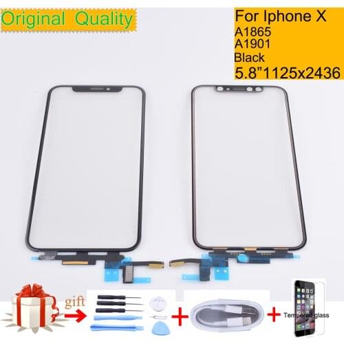 Original 5.8" For Iphone X A1865 A1901 Touch Screen Digitizer Panel Sensor Front Glass Lens For iphone X LCD Glass Replacement