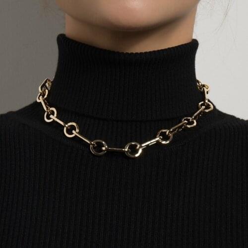 Orgin Summer Minimalist Japanese Lock Choker Necklace for Women High Street Geometrical Chain Necklace Jewelry Wholesale Hot