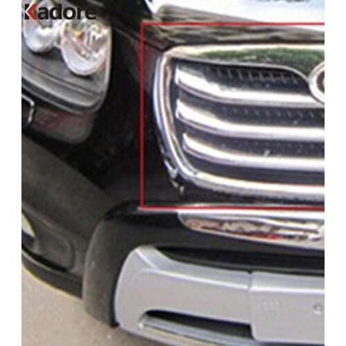Front Center Grille Grill Cover Trim For Hyundai Santa Fe 2010 2011 2012 ABS Chrome Assembly Around Strip Car Accessories 4pcs