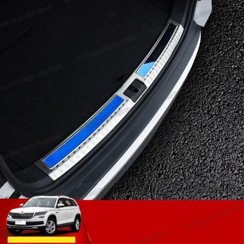 Lsrtw2017 for Skoda Kodiaq Car Trunk Sill Threshold Anti-scratch Protector Interior Accessories Chrome 2016 2017 2018 2019 2020