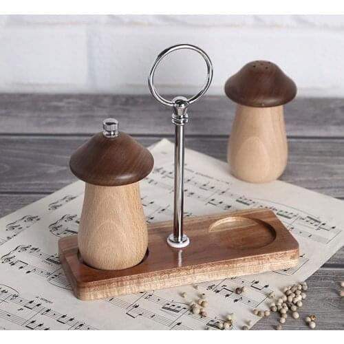 Portable Salt Jar Pepper Shaker Stand Mill Tray Storage Rack Home Kitchen Tool
